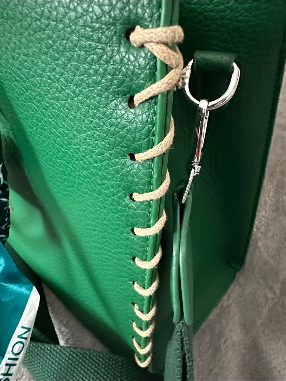 New Three Piece Green Tote, Crossbody & Wallet Set